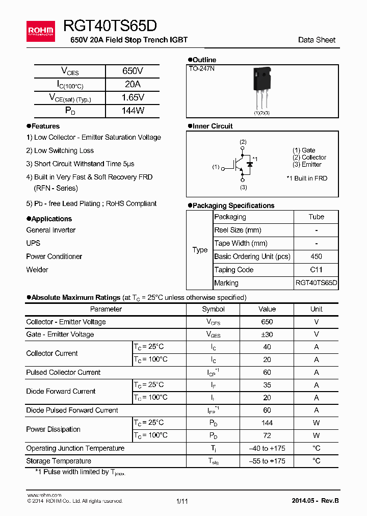 RGT40TS65D_8874246.PDF Datasheet