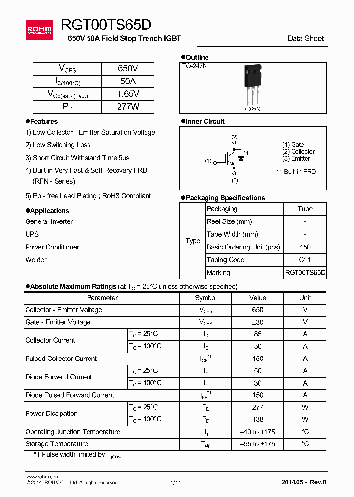 RGT00TS65D_8874235.PDF Datasheet