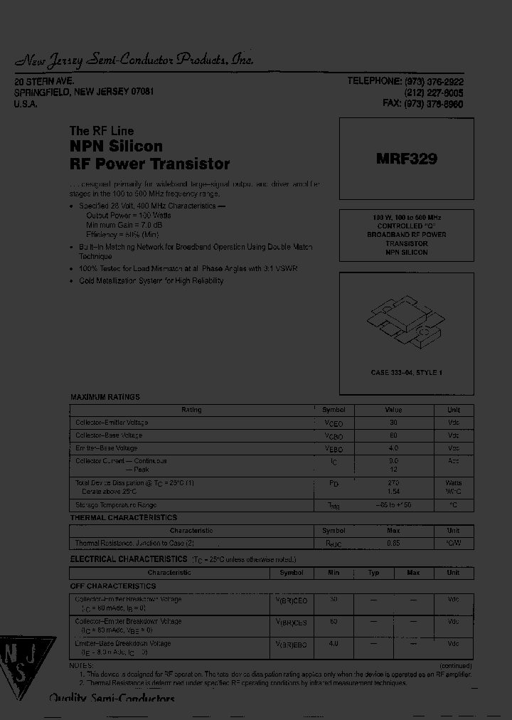 MRF329_8877640.PDF Datasheet