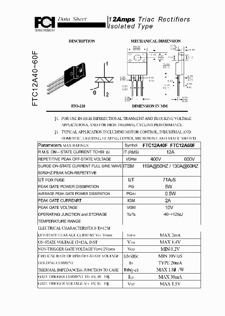 FTC12A60F_8878711.PDF Datasheet