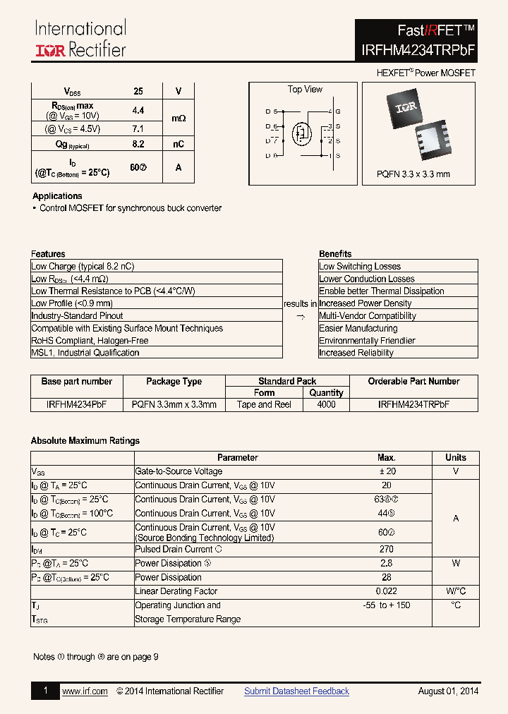 IRFHM4234PBF_8880194.PDF Datasheet