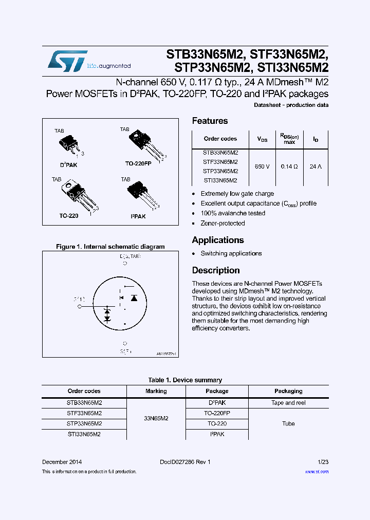 STI33N65M2_8880287.PDF Datasheet