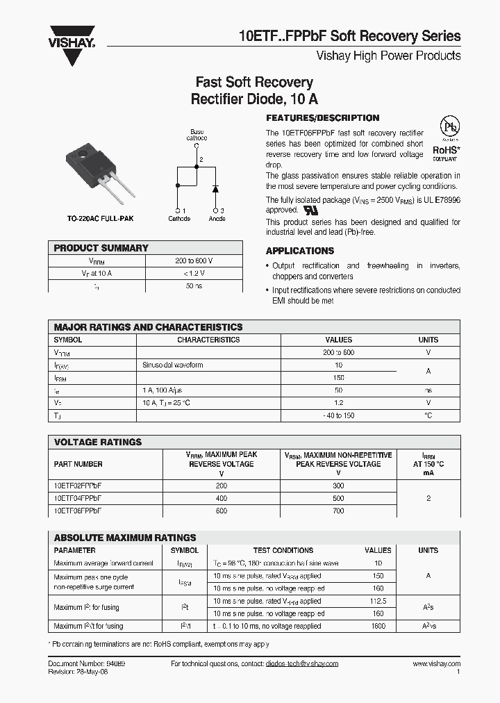 10ETF04FPPBF_8880653.PDF Datasheet