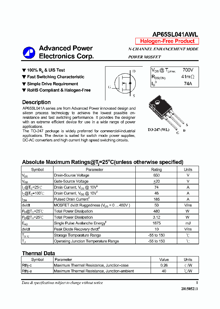 AP65SL041AWL_8880978.PDF Datasheet