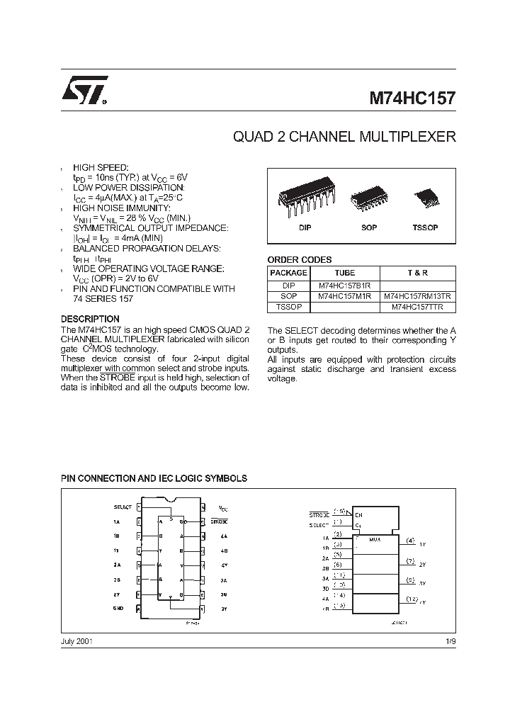M74HC157RM13TR_8884225.PDF Datasheet