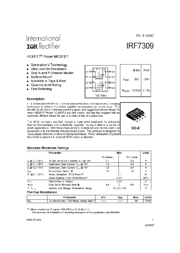 IRF7309_8901149.PDF Datasheet