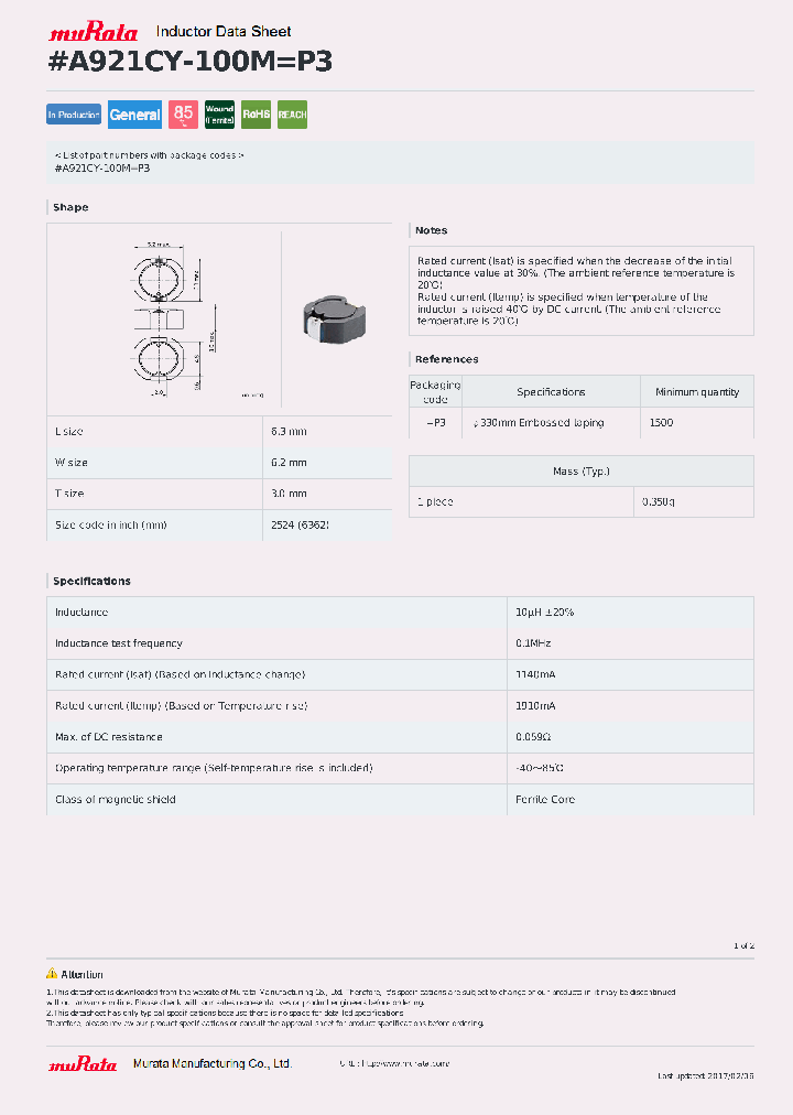A921CY-100M_8901480.PDF Datasheet