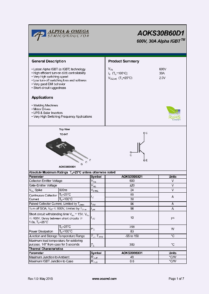 AOKS30B60D1_8907309.PDF Datasheet