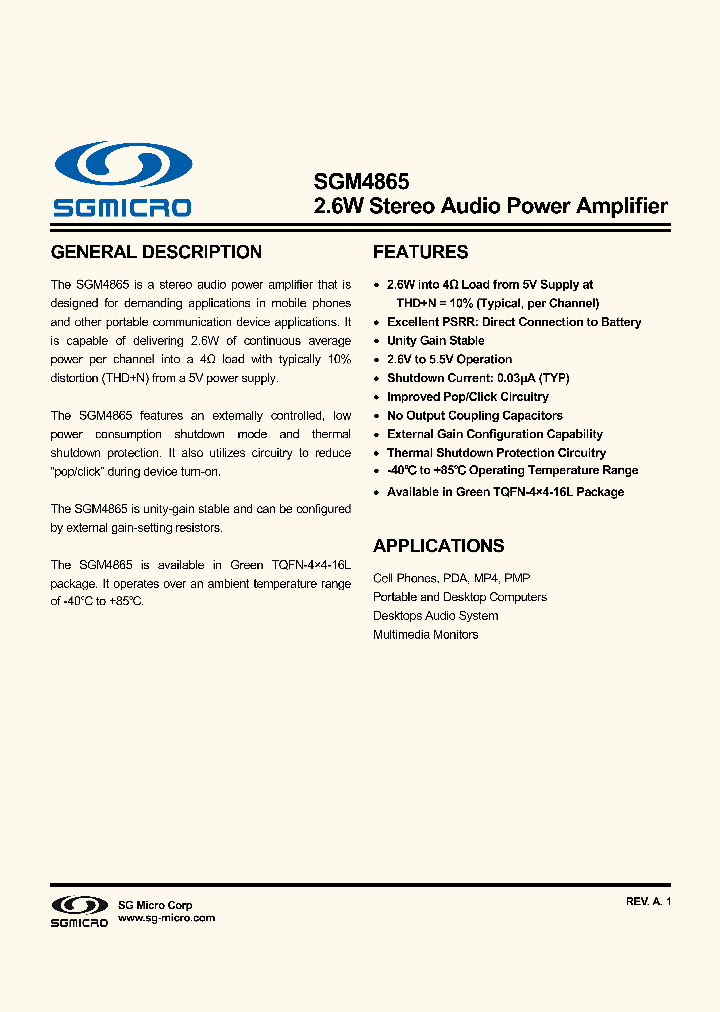 SGM4865_8907700.PDF Datasheet
