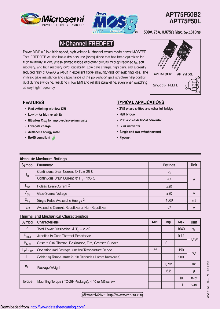 APT75F50B2_8913315.PDF Datasheet