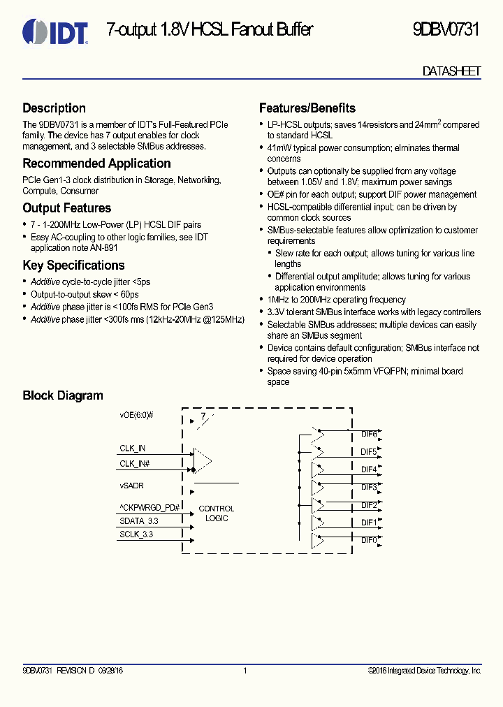 9DBV0731AKLF_8915448.PDF Datasheet