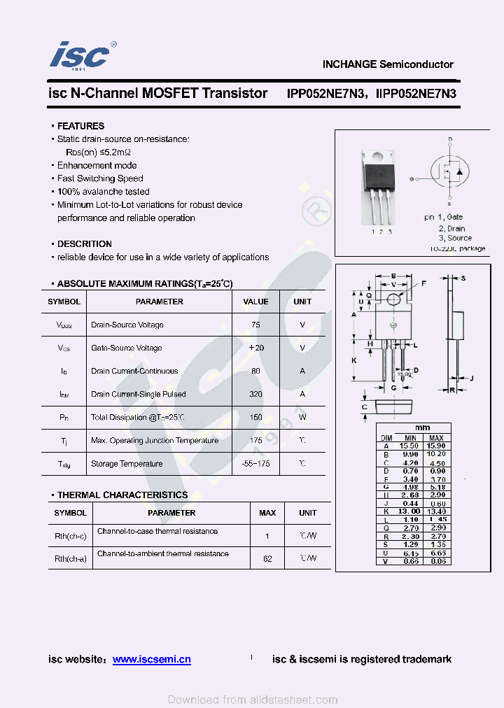 IPP052NE7N3_8923914.PDF Datasheet