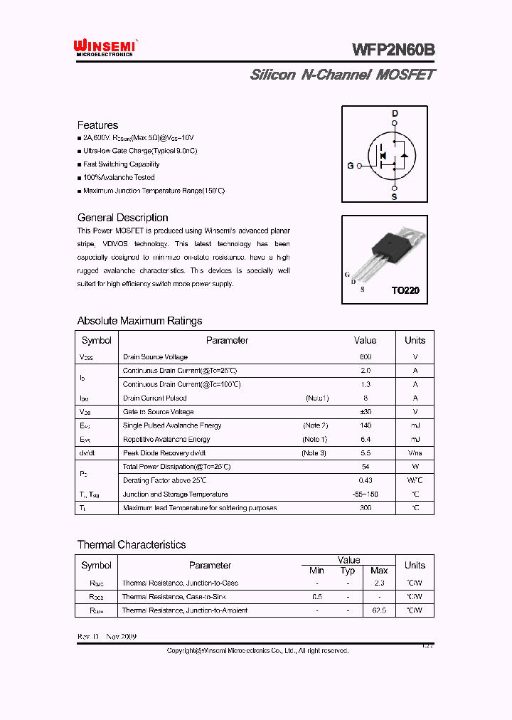 WFP2N60B_8929259.PDF Datasheet
