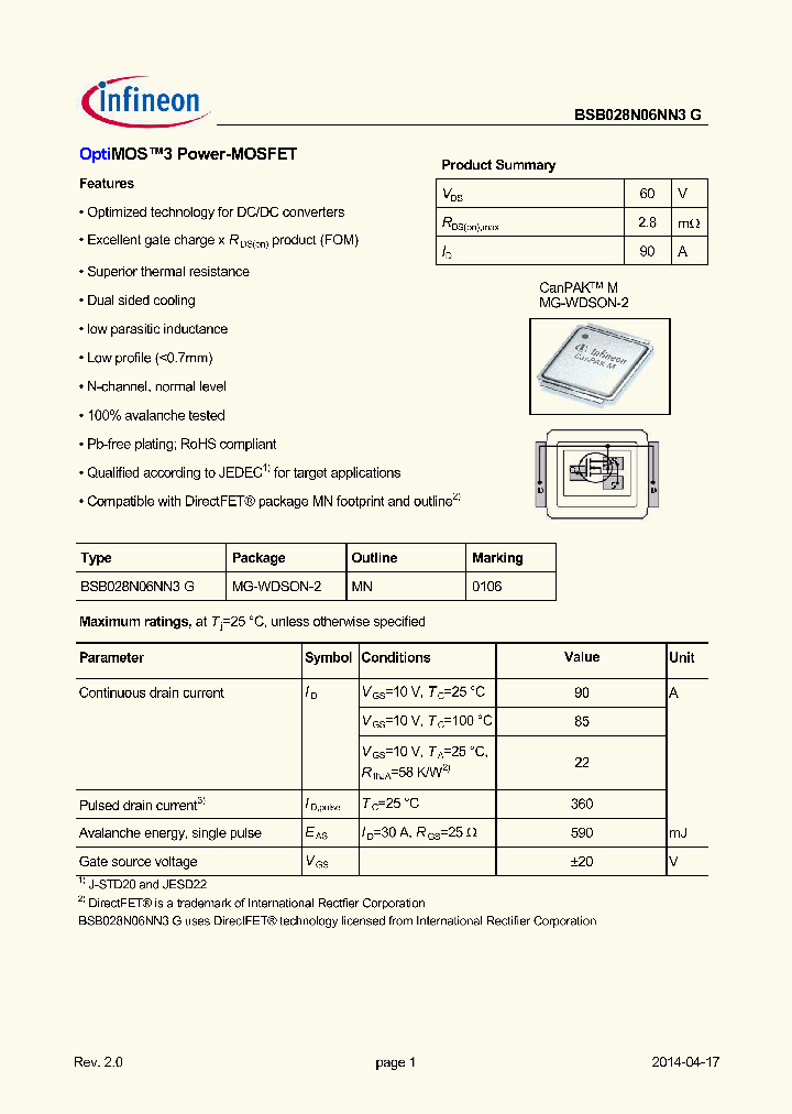 BSB028N06NN3_8929698.PDF Datasheet