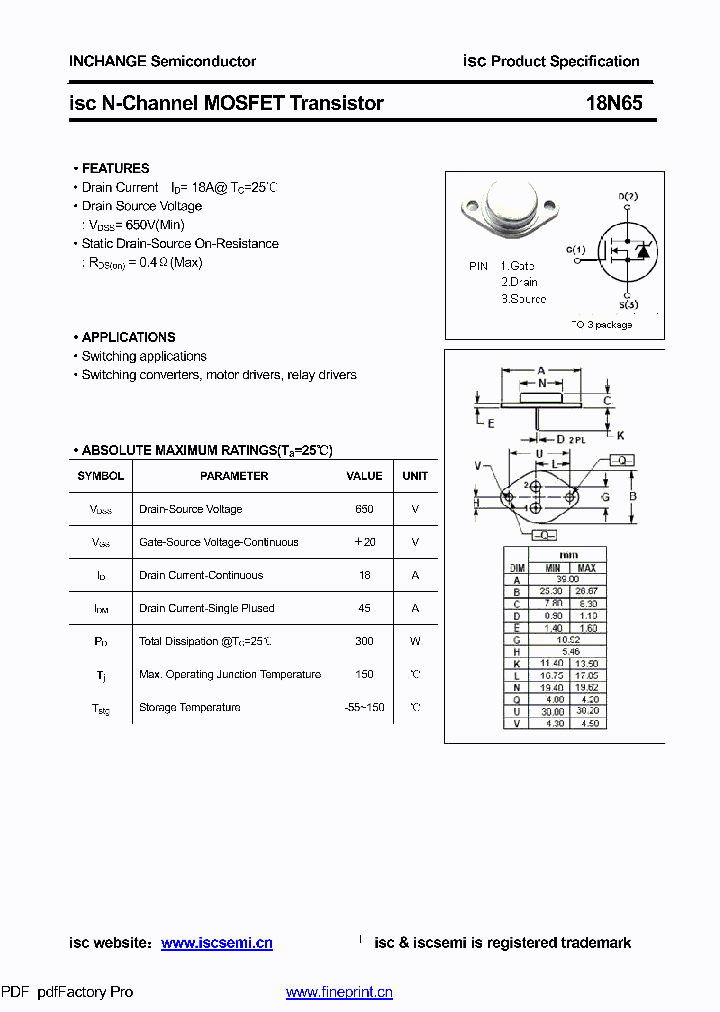 18N65_8935357.PDF Datasheet