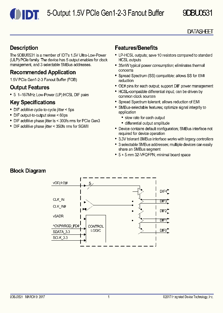 9DBU0531AKILF_8938758.PDF Datasheet