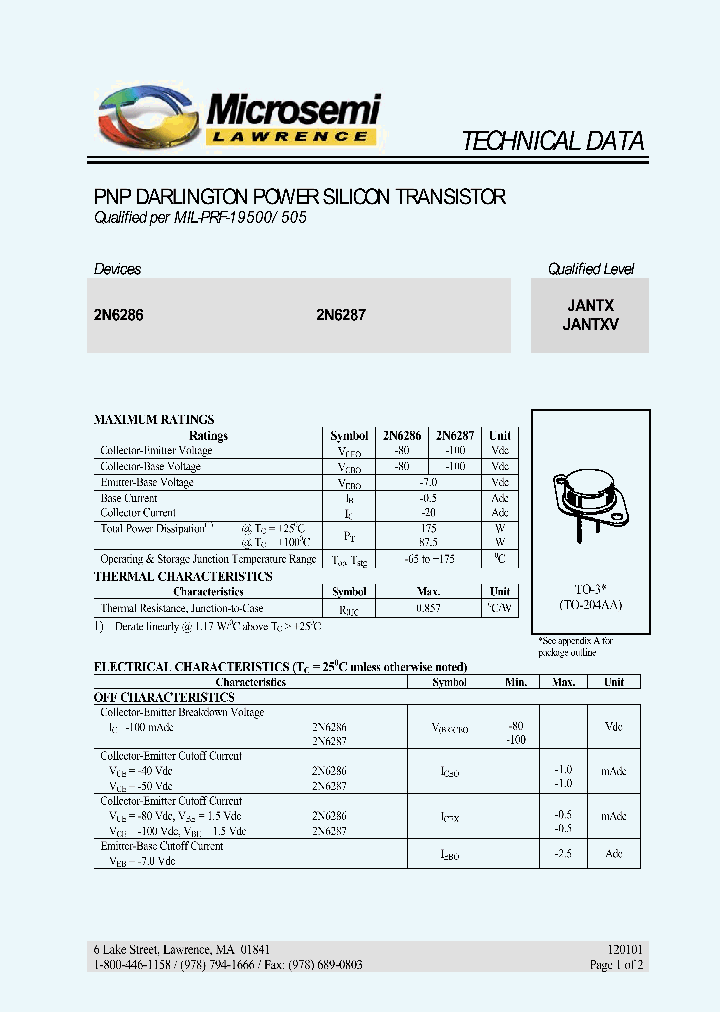 JANTX2N6287_8941614.PDF Datasheet