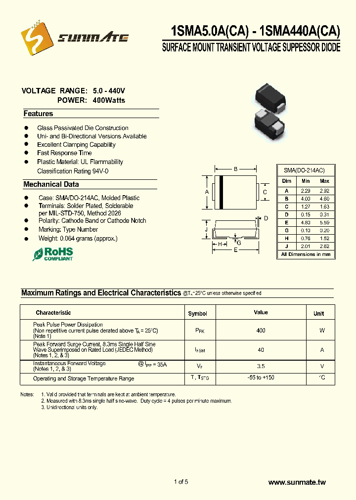 1SMA190C_8949795.PDF Datasheet