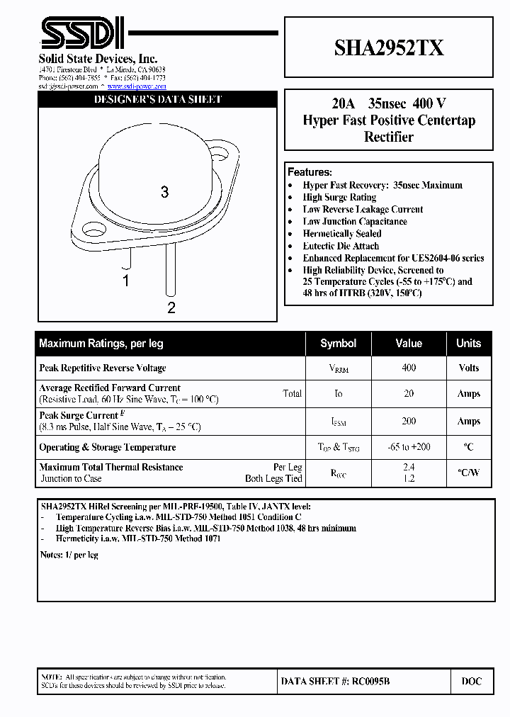 SHA2952TX_8962341.PDF Datasheet