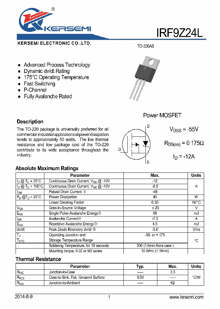 IRF9Z24L_8963794.PDF Datasheet
