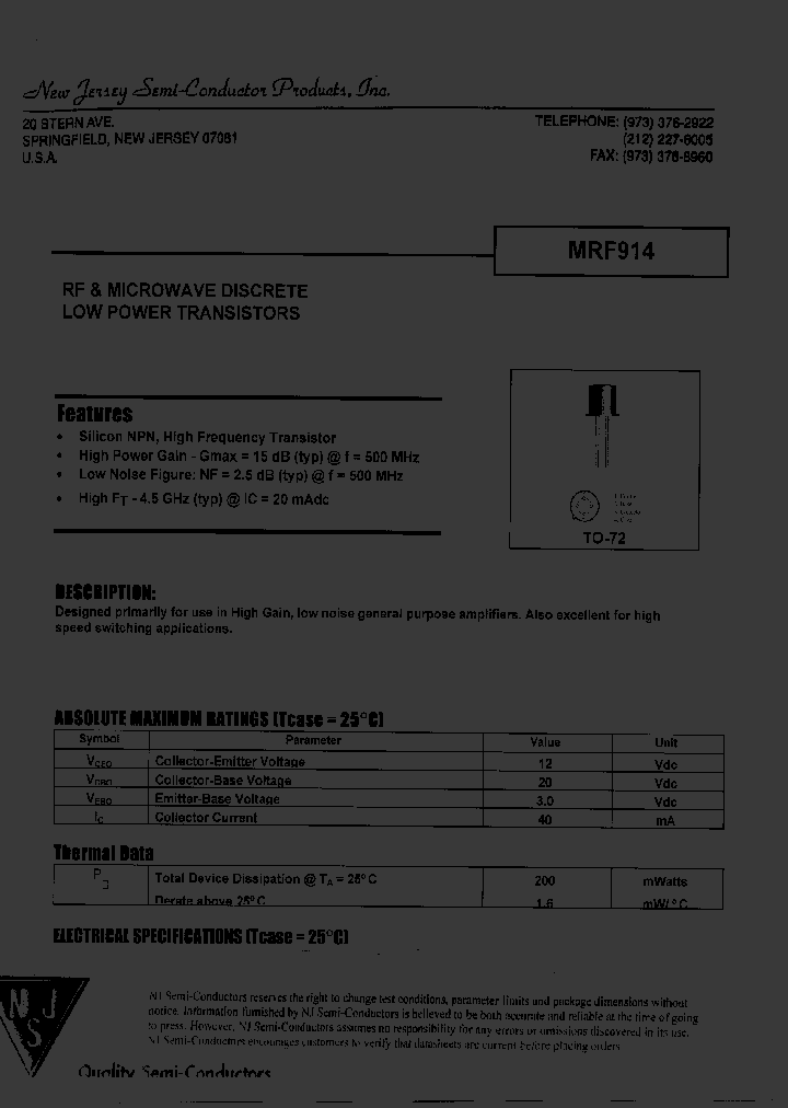 MRF914_8968695.PDF Datasheet