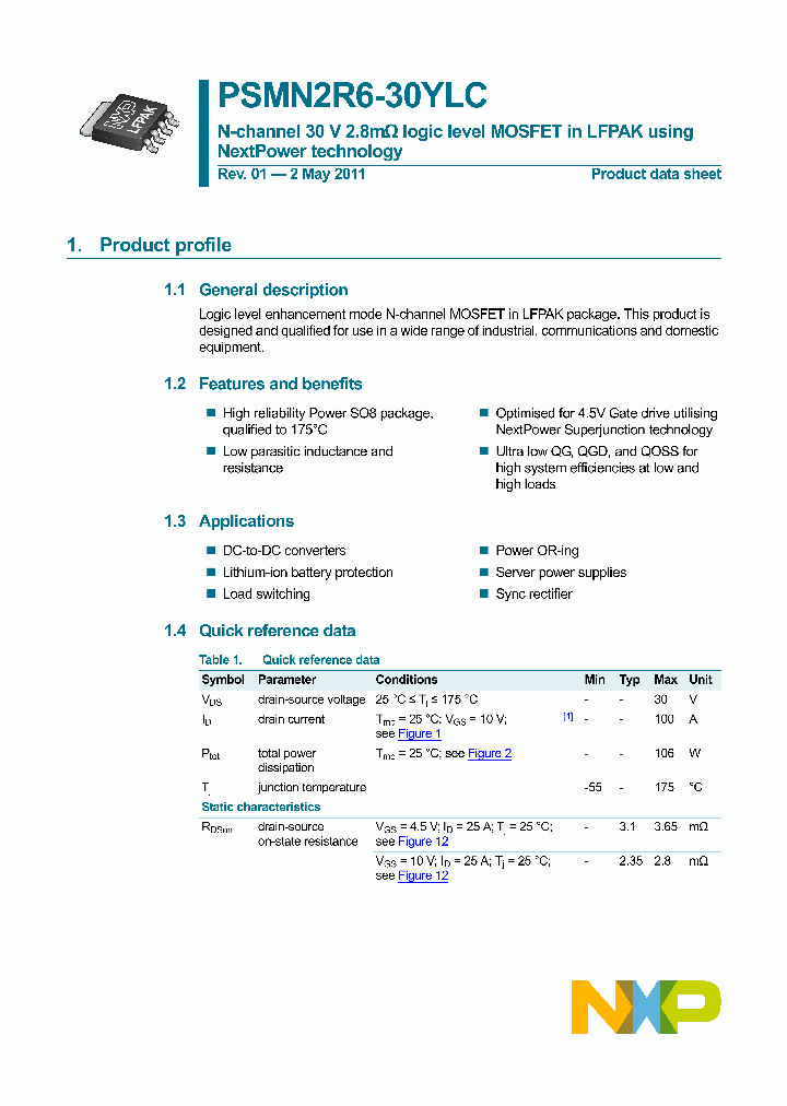 PSMN2R6-30YLC_8970418.PDF Datasheet