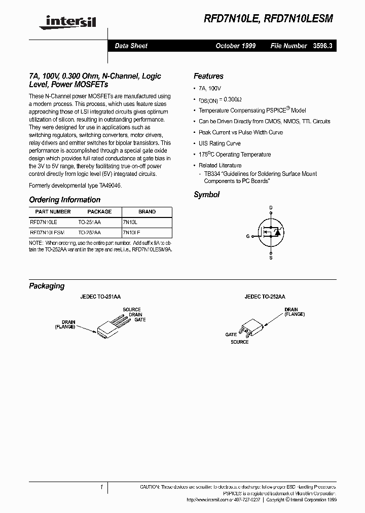 RFD7N10LE_8971476.PDF Datasheet