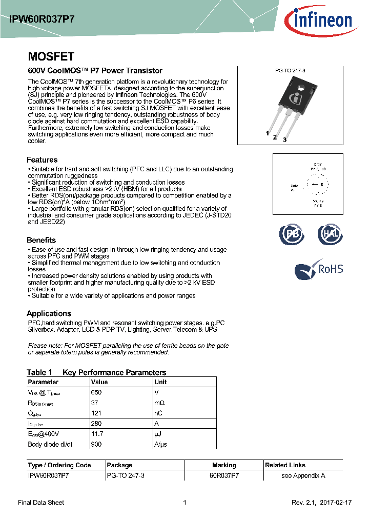 IPW60R037P7_8981449.PDF Datasheet