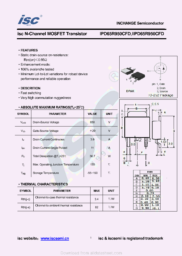 IIPD65R950CFD_8991973.PDF Datasheet