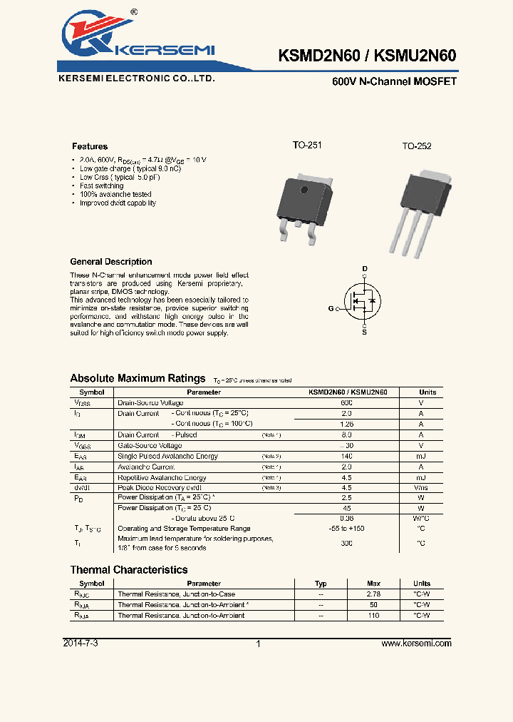 KSMD2N60_8992183.PDF Datasheet