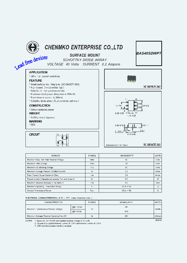 BAS40SDWPT_8993079.PDF Datasheet