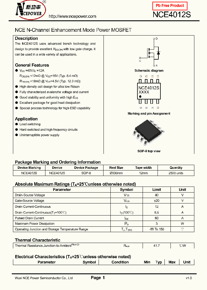NCE4012S_8998140.PDF Datasheet