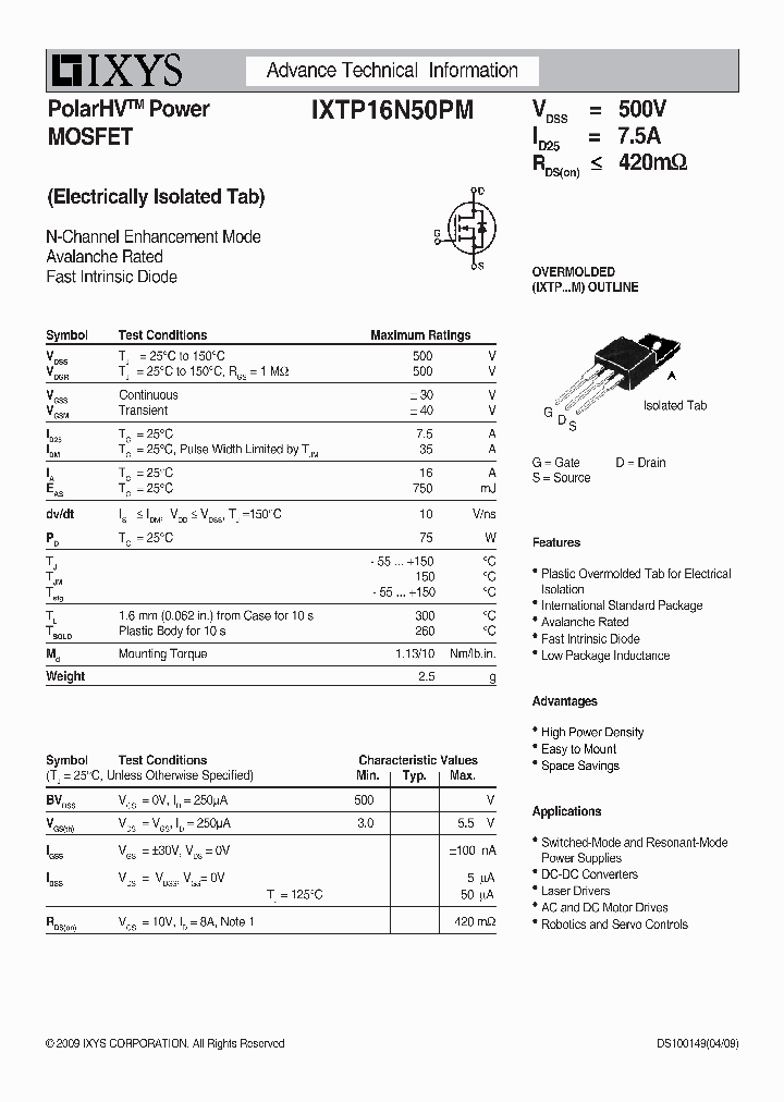 IXTP16N50PM_9007169.PDF Datasheet
