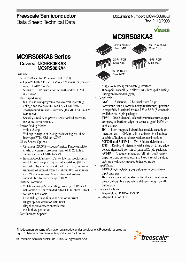 MC9RS08KA8CTG_9011237.PDF Datasheet