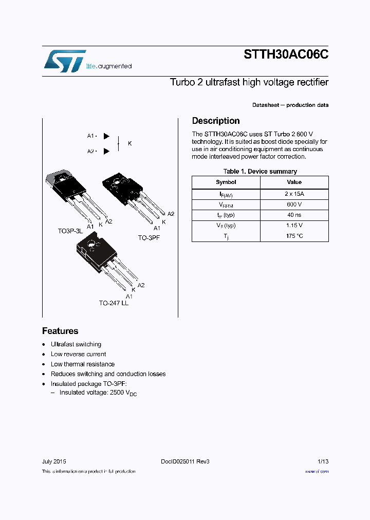 STTH30AC06C_9011790.PDF Datasheet