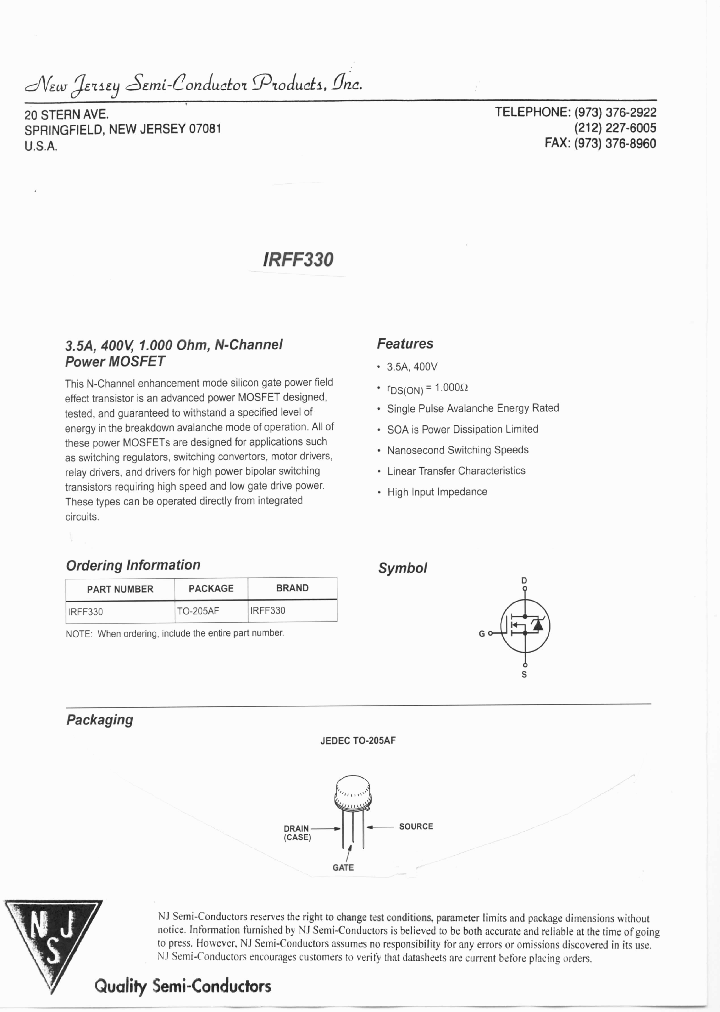 IRFF330_9010792.PDF Datasheet