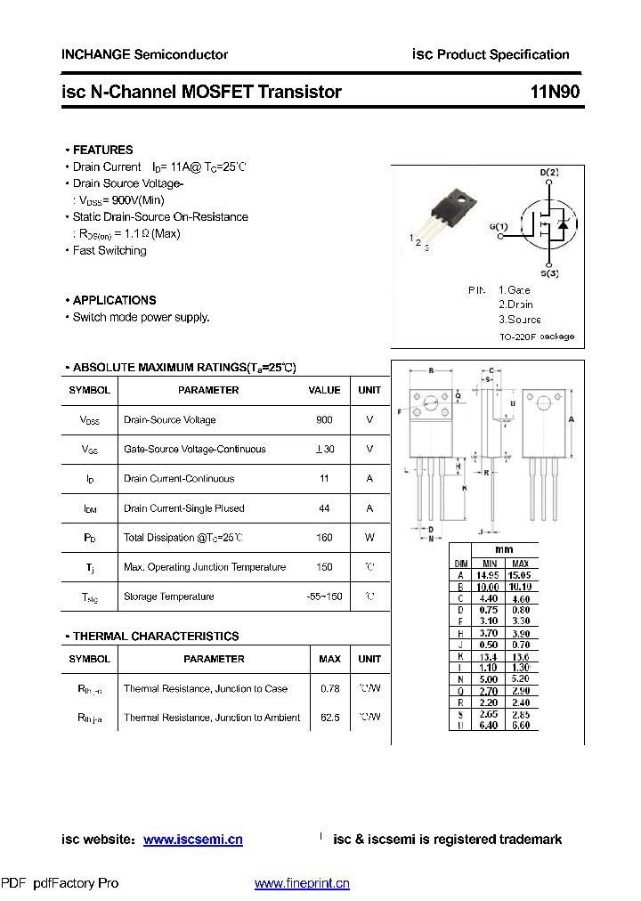 11N90_9012109.PDF Datasheet