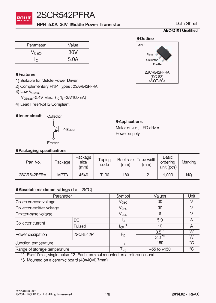 2SCR542PFRA_9013115.PDF Datasheet