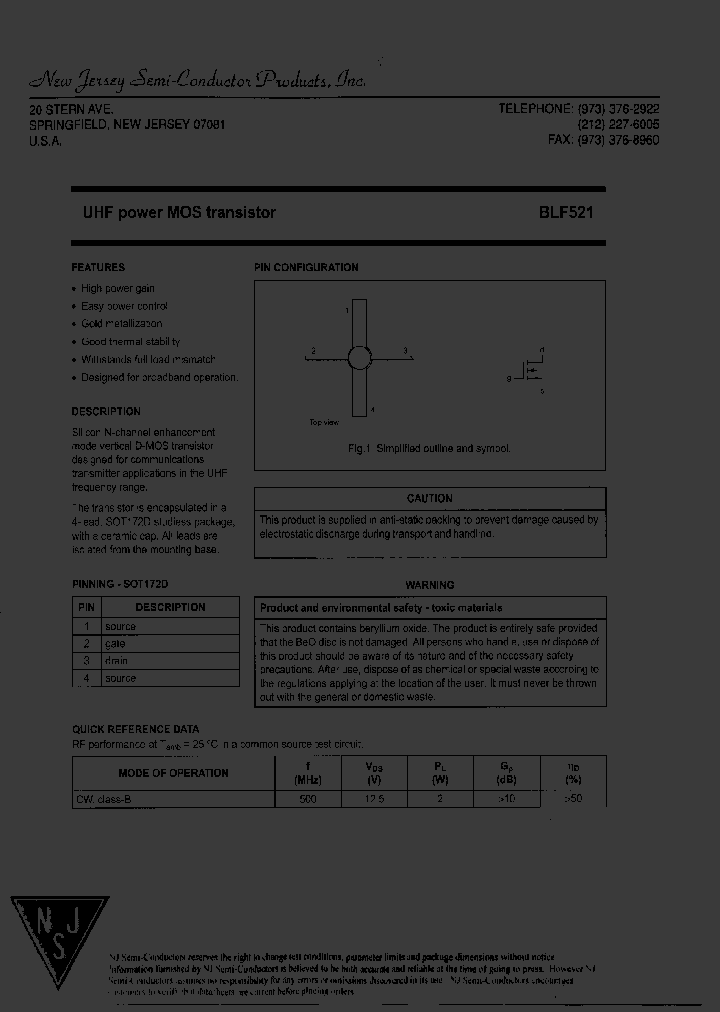BLF521_9016625.PDF Datasheet