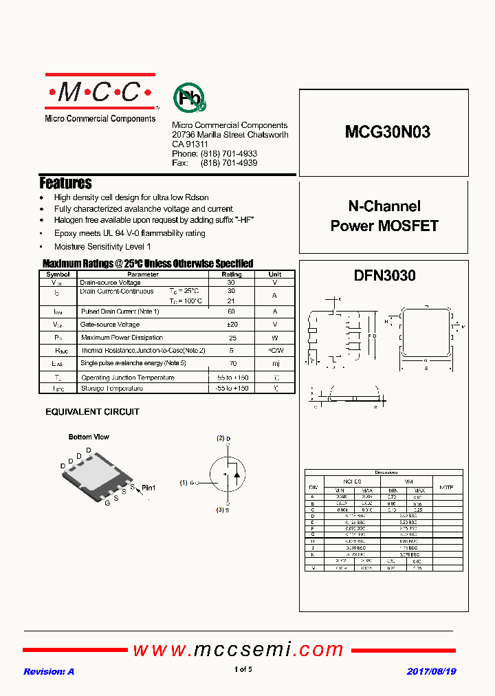 MCG30N03_9020046.PDF Datasheet