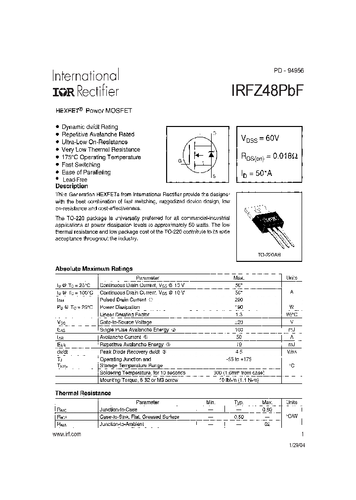 IRFZ48PBF_9030157.PDF Datasheet