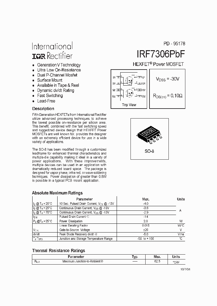 IRF7306PBF_9032101.PDF Datasheet