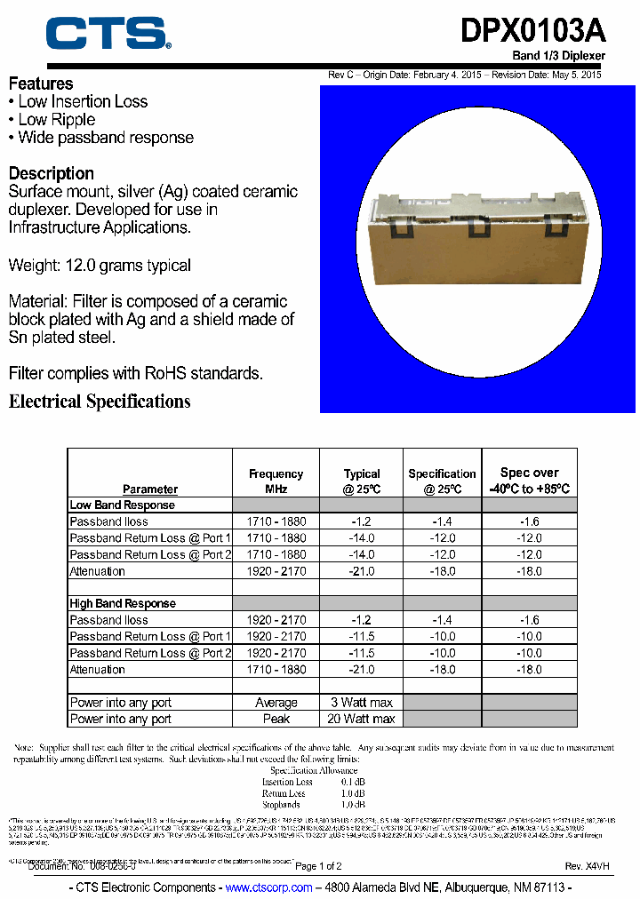 DPX0103A_9033454.PDF Datasheet