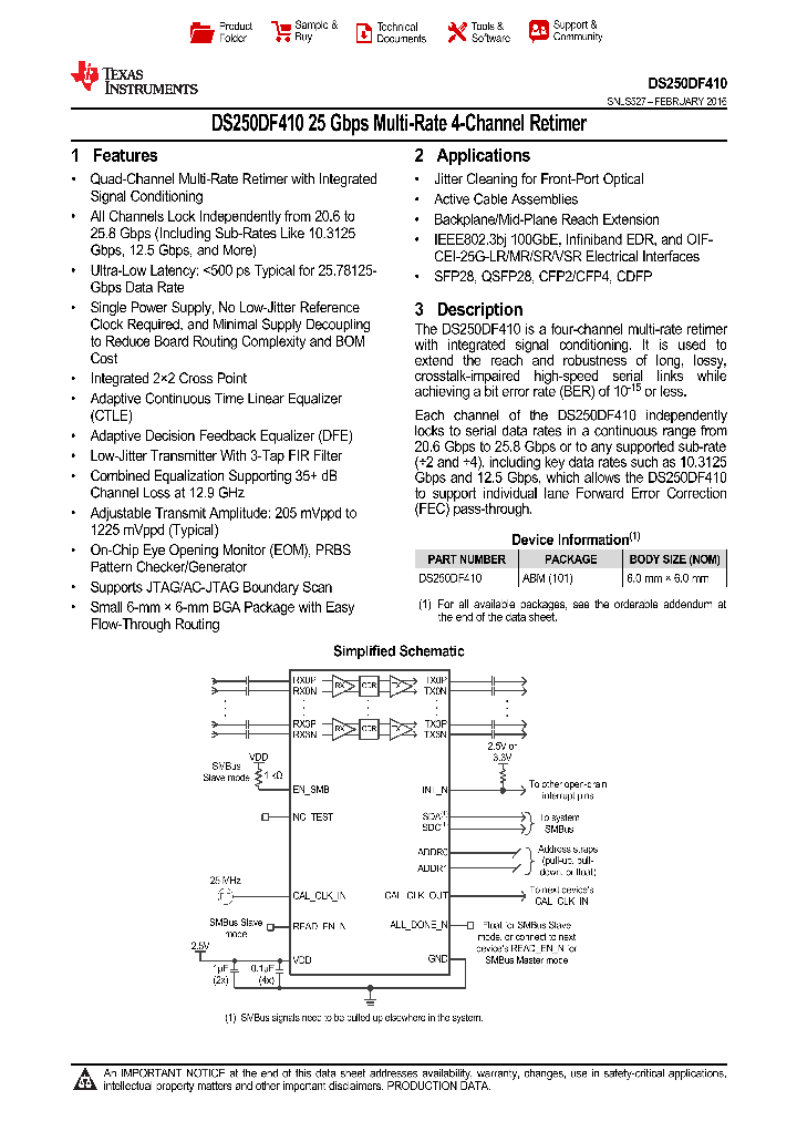 DS250DF410ABMR_9034208.PDF Datasheet