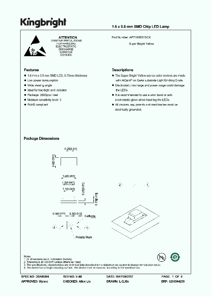 APT1608SYSCK_9035533.PDF Datasheet