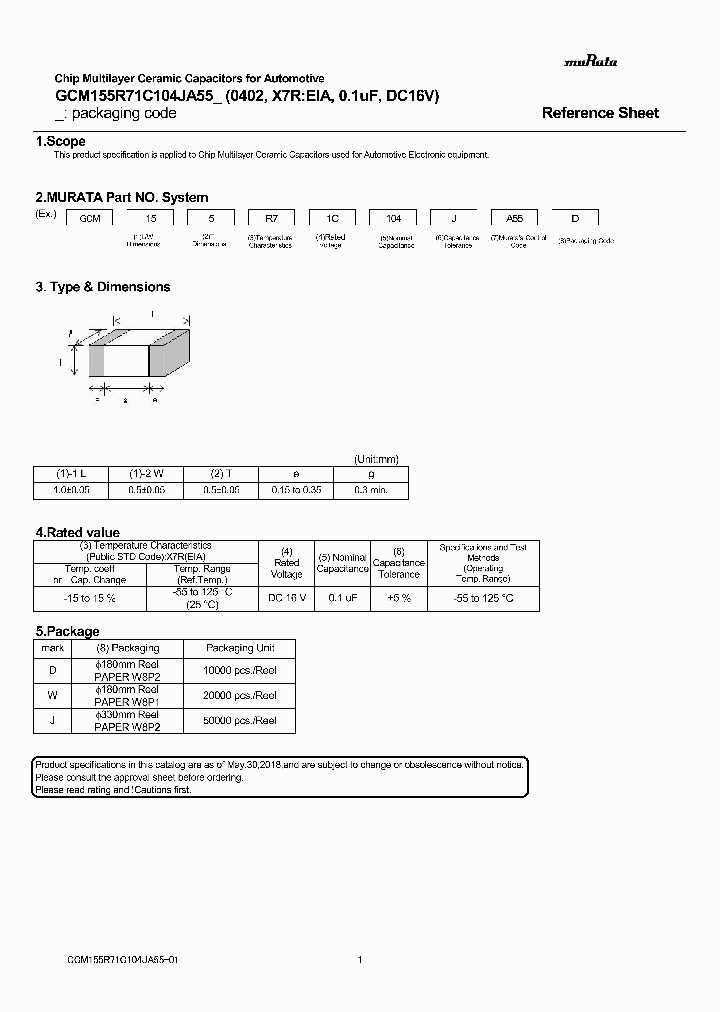 GCM155R71C104JA55_9035701.PDF Datasheet