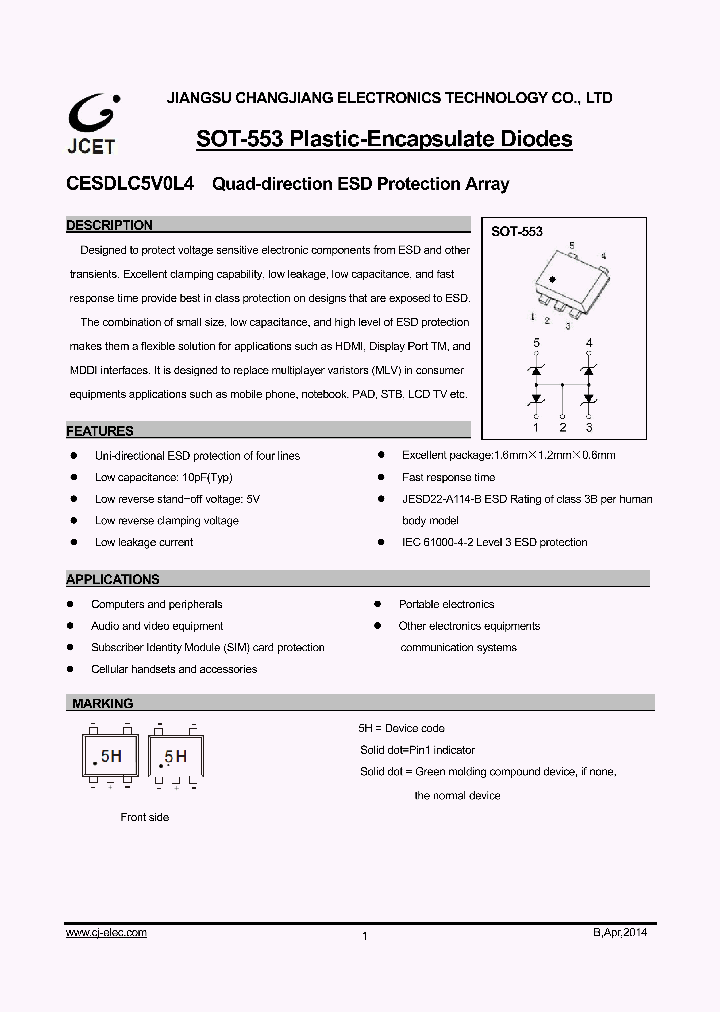 CESDLC5V0L4_9038148.PDF Datasheet