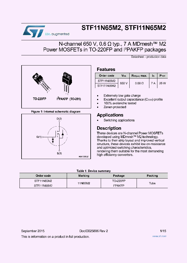 STFI11N65M2_9038330.PDF Datasheet