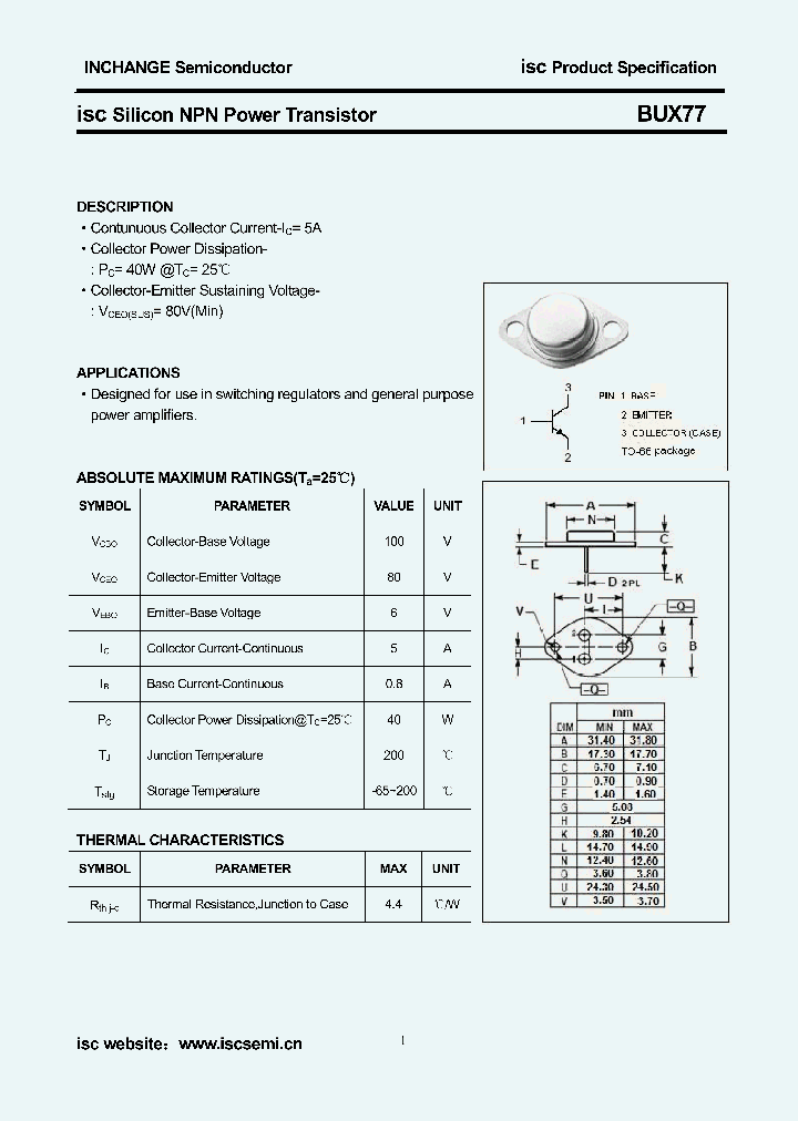 BUX77_9040262.PDF Datasheet