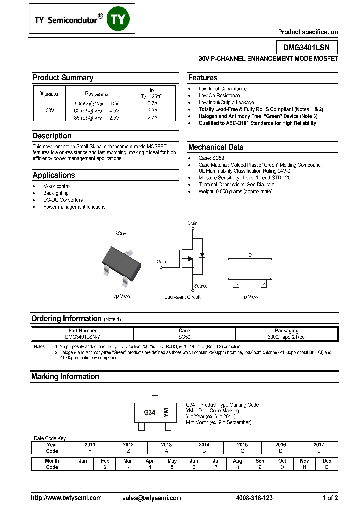 DMG3401LSN-7_9041756.PDF Datasheet